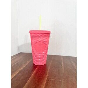 Starbucks Dragan Fruit Coral Studded 16oz Grande Tumbler Cup Neon Pink